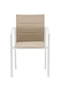 Sillon de  comedor ORICK aluminio blanco y textil taupe
