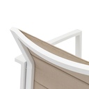 Sillon de  comedor ORICK aluminio blanco y textil taupe