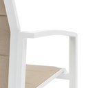 Sillon de  comedor ORICK aluminio blanco y textil taupe