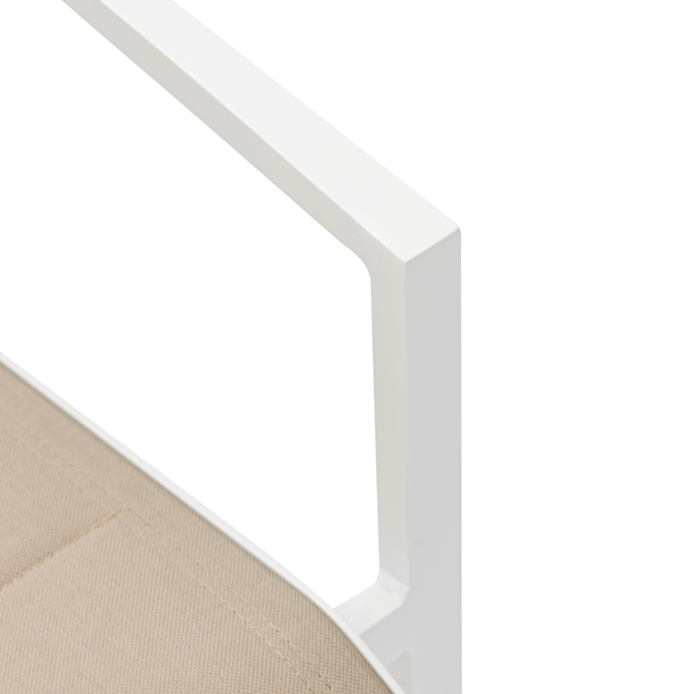 Sillon de  comedor ORICK aluminio blanco y textil taupe