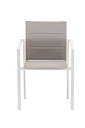 Sillon de  comedor ORICK aluminio blanco y textil gris  claro