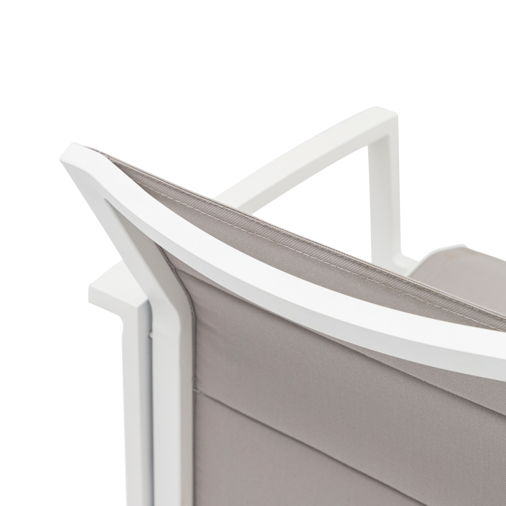 Sillon de  comedor ORICK aluminio blanco y textil gris  claro