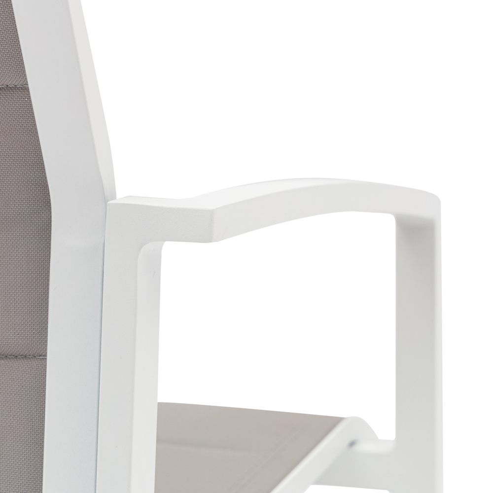 Sillon de  comedor ORICK aluminio blanco y textil gris  claro