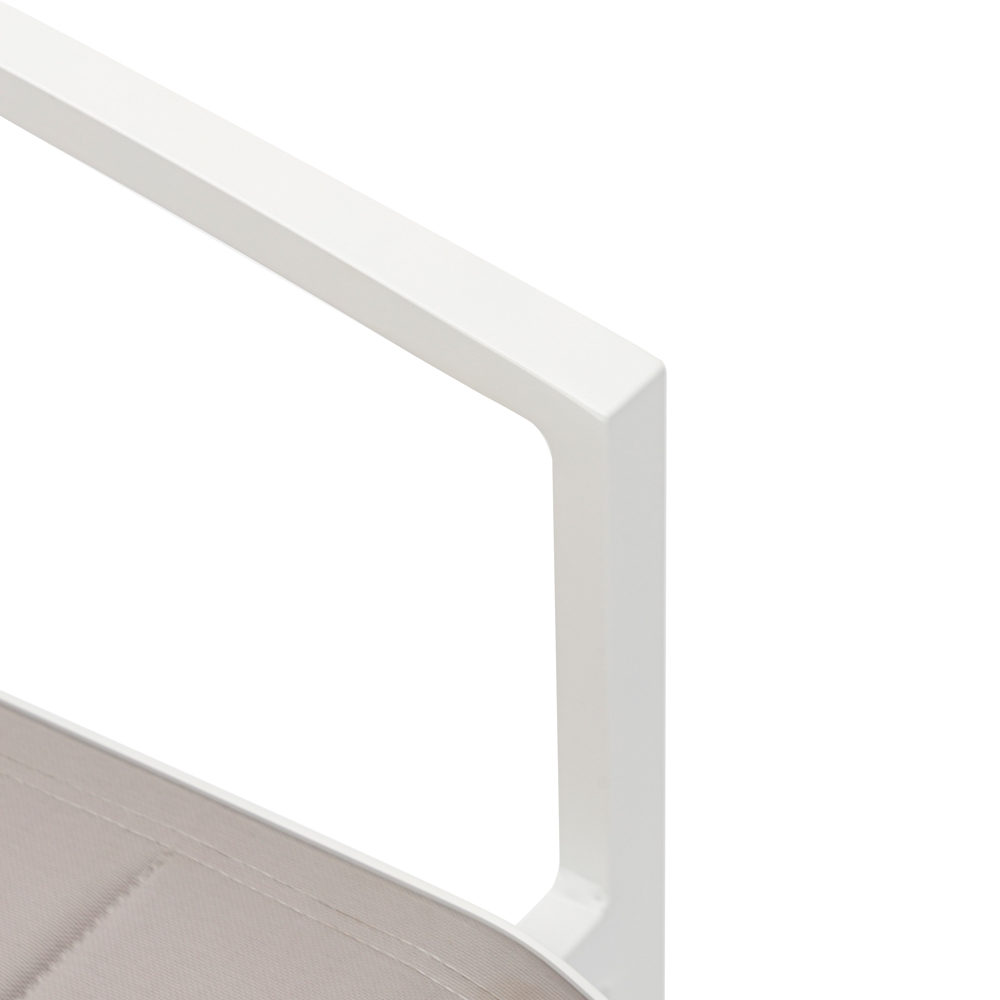 Sillon de  comedor ORICK aluminio blanco y textil gris  claro