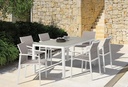 Sillon de  comedor ORICK aluminio blanco y textil gris  claro