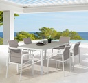 Sillon de  comedor ORICK aluminio blanco y textil gris  claro