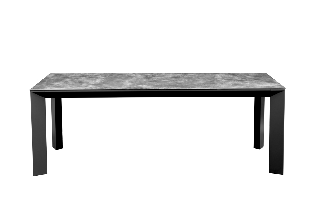 Mesa de comedor Onix 210*90cm. Alu antracita cristal ceram. Gris antracita