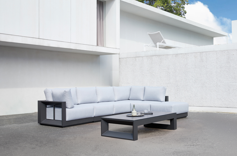 Mesa de centro Onix.Aluminio antracita cristal ceramico gris antracita