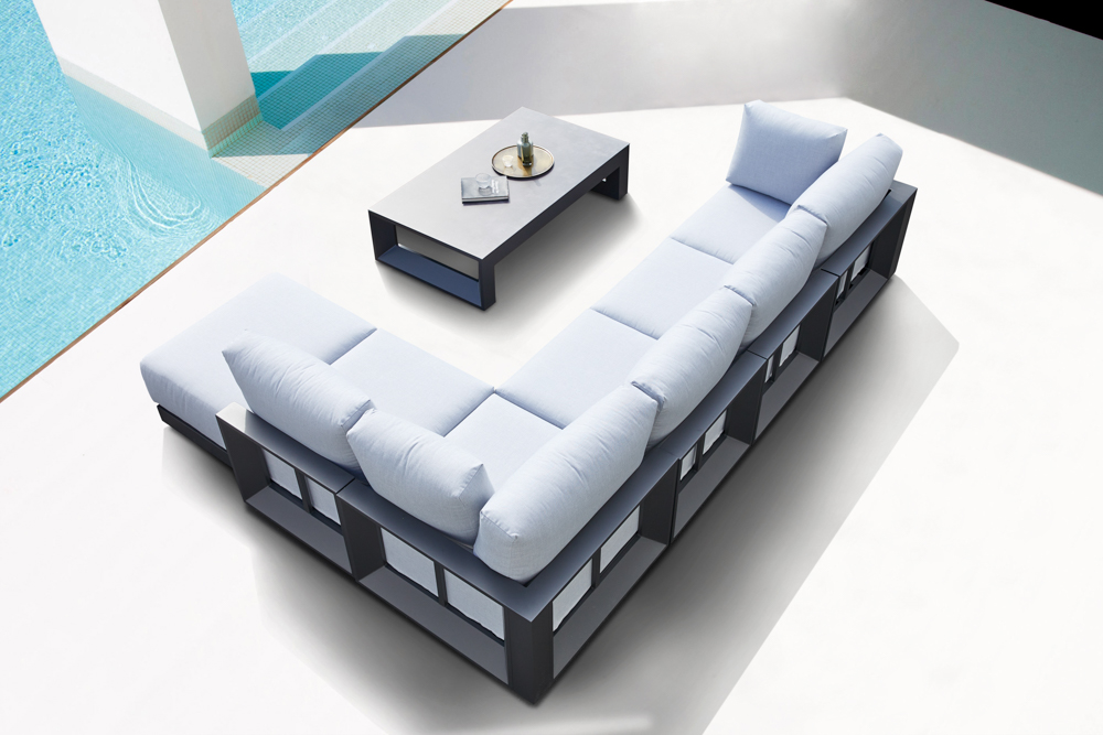 Mesa de centro Onix.Aluminio antracita cristal ceramico gris antracita