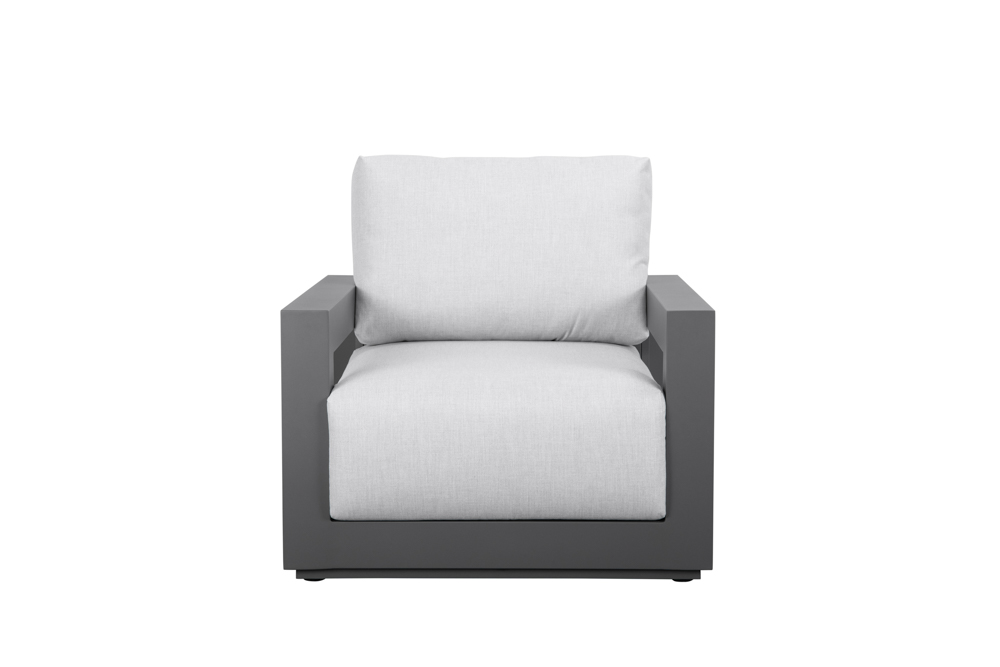 Sofa 1 plaza Onix. Aluminio antracita cojineria gris medio