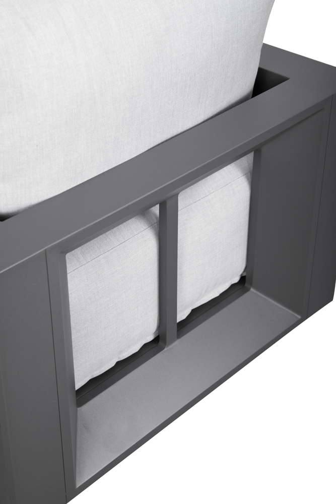 Sofa 1 plaza Onix. Aluminio antracita cojineria gris medio