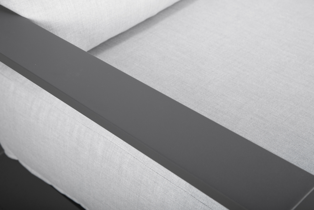Sofa 1 plaza Onix. Aluminio antracita cojineria gris medio