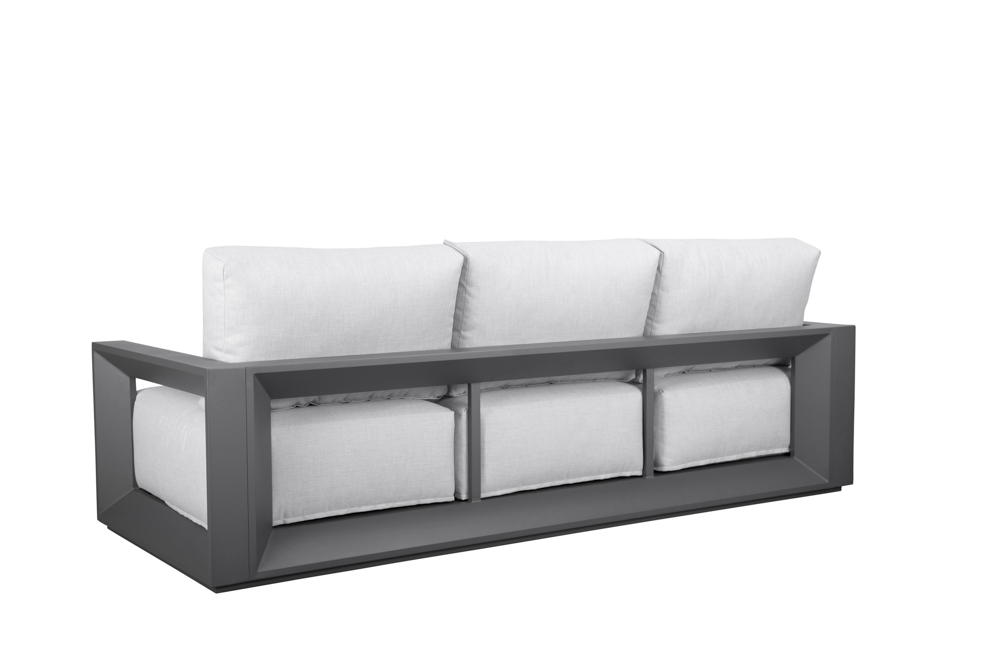 Sofa 3 plazas Onix. Aluminio antracita cojineria gris medio