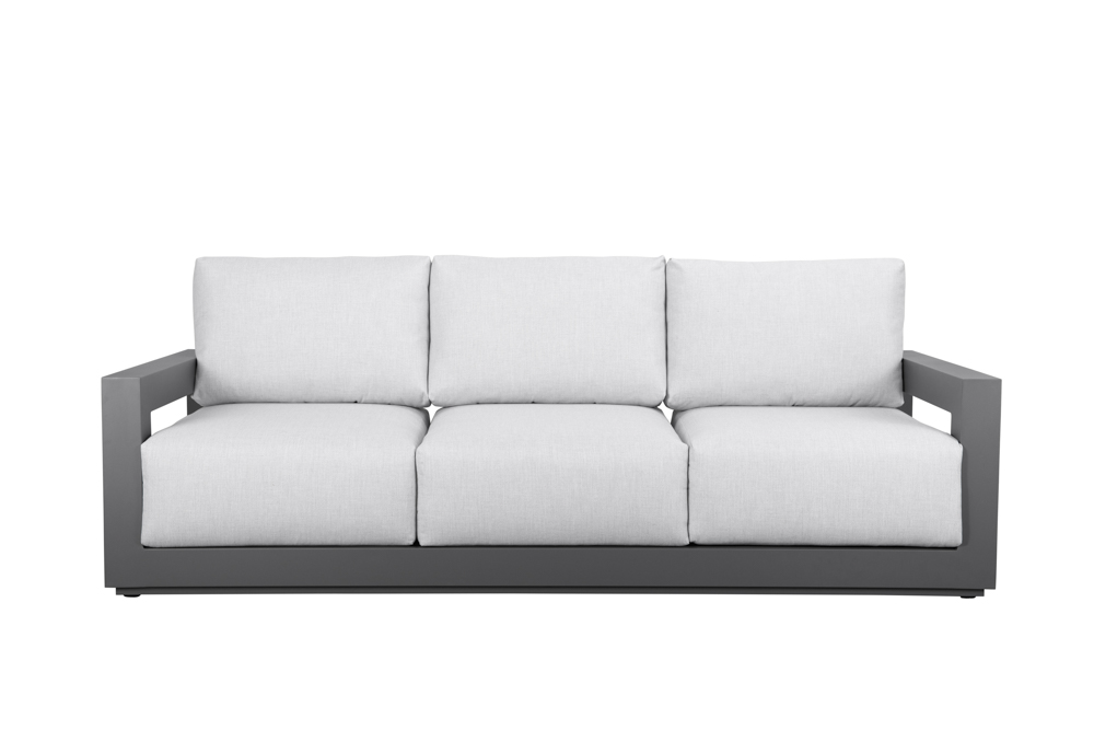 Sofa 3 plazas Onix. Aluminio antracita cojineria gris medio