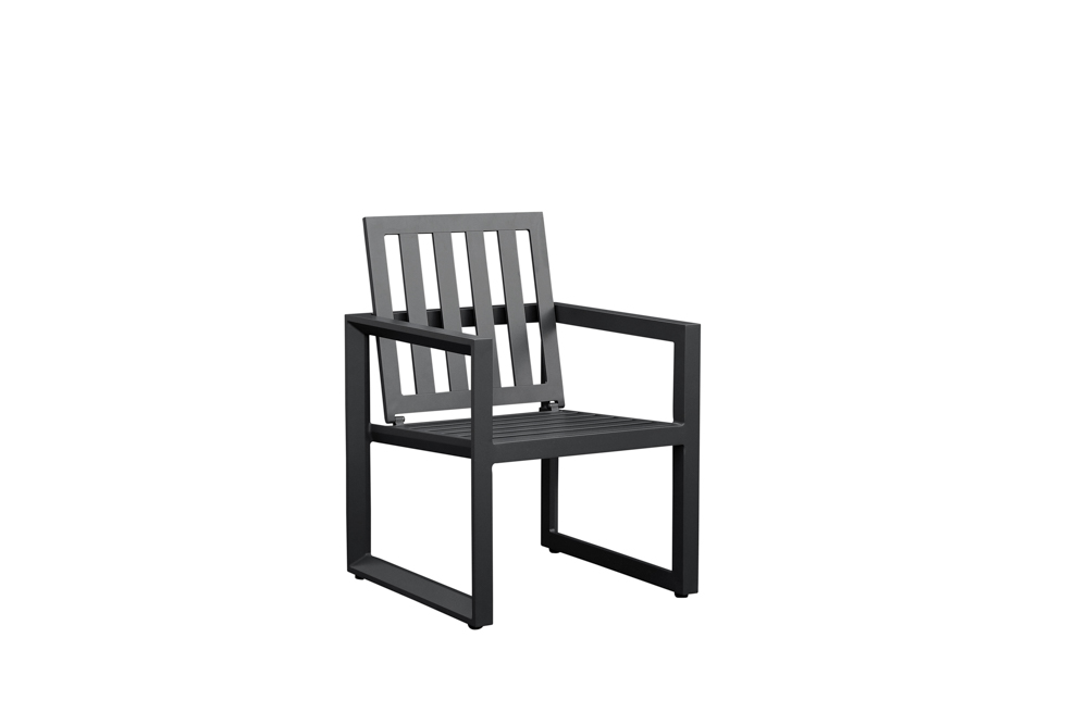 sillon de comedor Onix. Aluminio antracita y cojineria gris medio