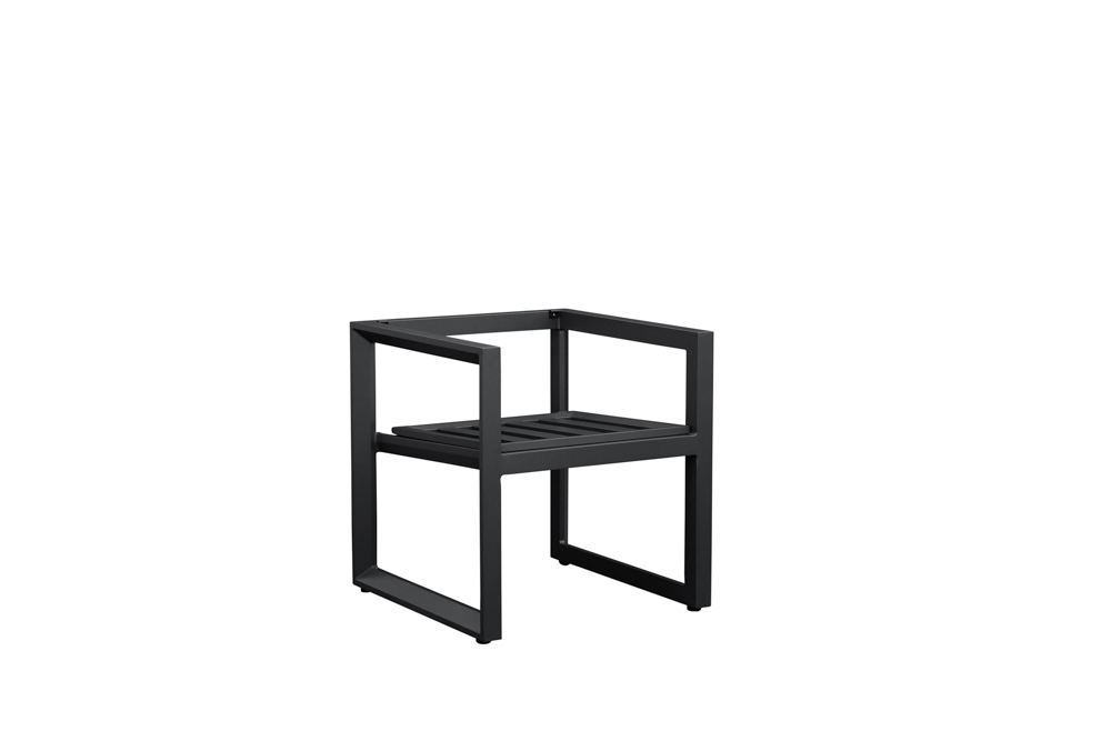 sillon de comedor Onix. Aluminio antracita y cojineria gris medio