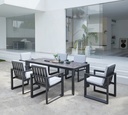 sillon de comedor Onix. Aluminio antracita y cojineria gris medio