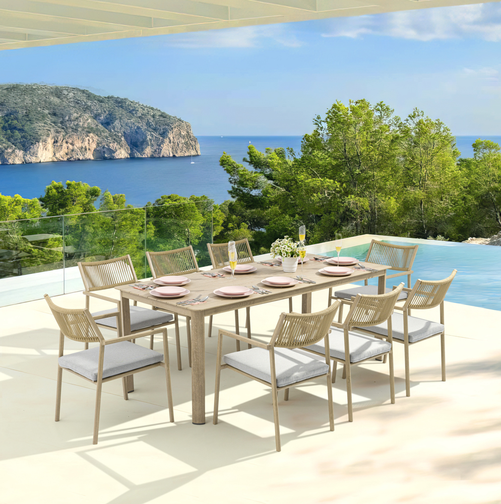 Mesa de comedor Harmony 160*88cm  aluminio efecto madera