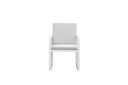 sillon de comedor Onix. Aluminio blanco y cojineria gris claro