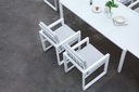 sillon de comedor Onix. Aluminio blanco y cojineria gris claro
