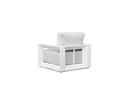 Sofa 1 plaza Onix. Aluminio blanco cojineria gris claro