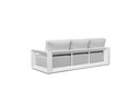 Sofa 3 plazas Onix. Aluminio blanco cojineria gris claro