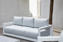 Sofa 3 plazas Onix. Aluminio blanco cojineria gris claro