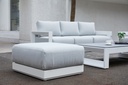 Modulo puff Onix. Aluminio blanco cojineria gris claro