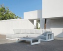 Modulo puff Onix. Aluminio blanco cojineria gris claro