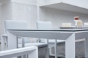 Mesa de comedor Onix 210*90cm. Alu blanco cristal ceram. Gris claro