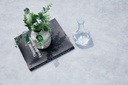 Mesa  de centro Onix.Aluminio blanco cristal ceramico gris claro