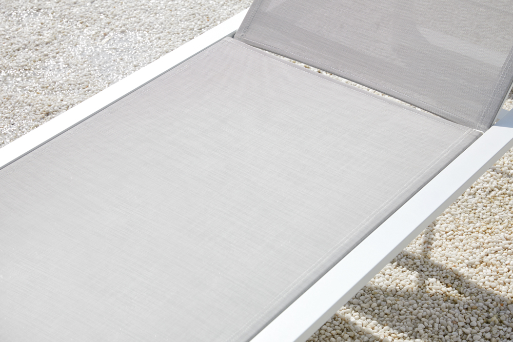Tumbona Onix aluminio blanco textilene gris claro