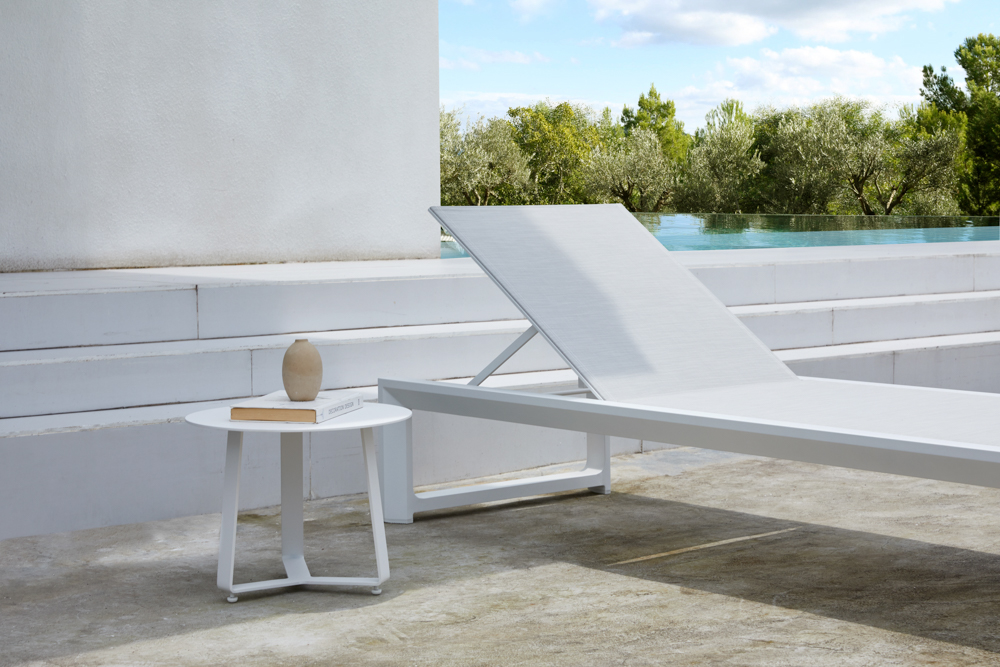 Tumbona Onix aluminio blanco textilene gris claro