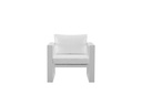 Sofa 1 plaza Niland aluminio blanco y cojineria blanca