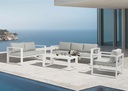 Sofa 1 plaza Niland aluminio blanco y cojineria blanca