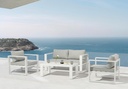 Sofa 1 plaza Niland aluminio blanco y cojineria blanca