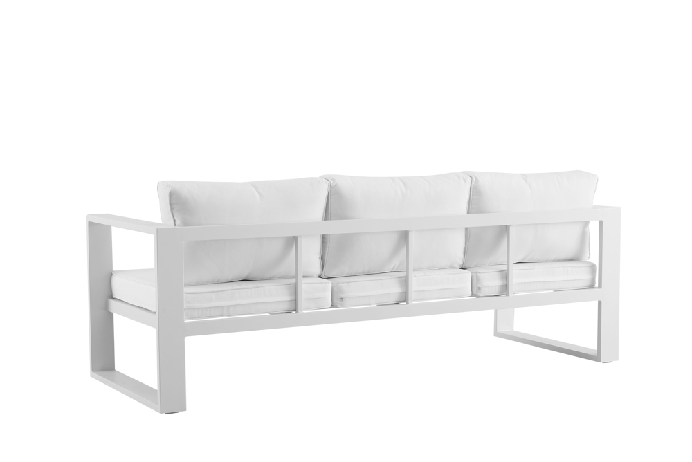 Sofa 3 plazas Niland aluminio blanco y cojineria blanca