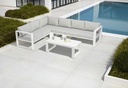 Modulo dos plazas Niland brazo derecho alu blanco y cojineria blanca.