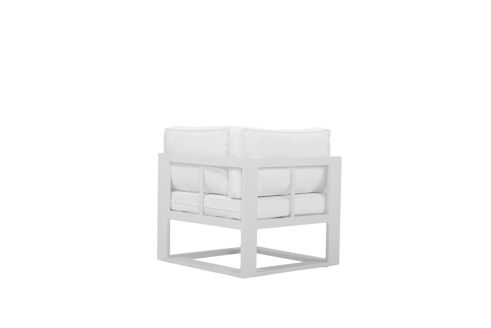 Modulo rincon Niland alu blanco y cojineria blanca.