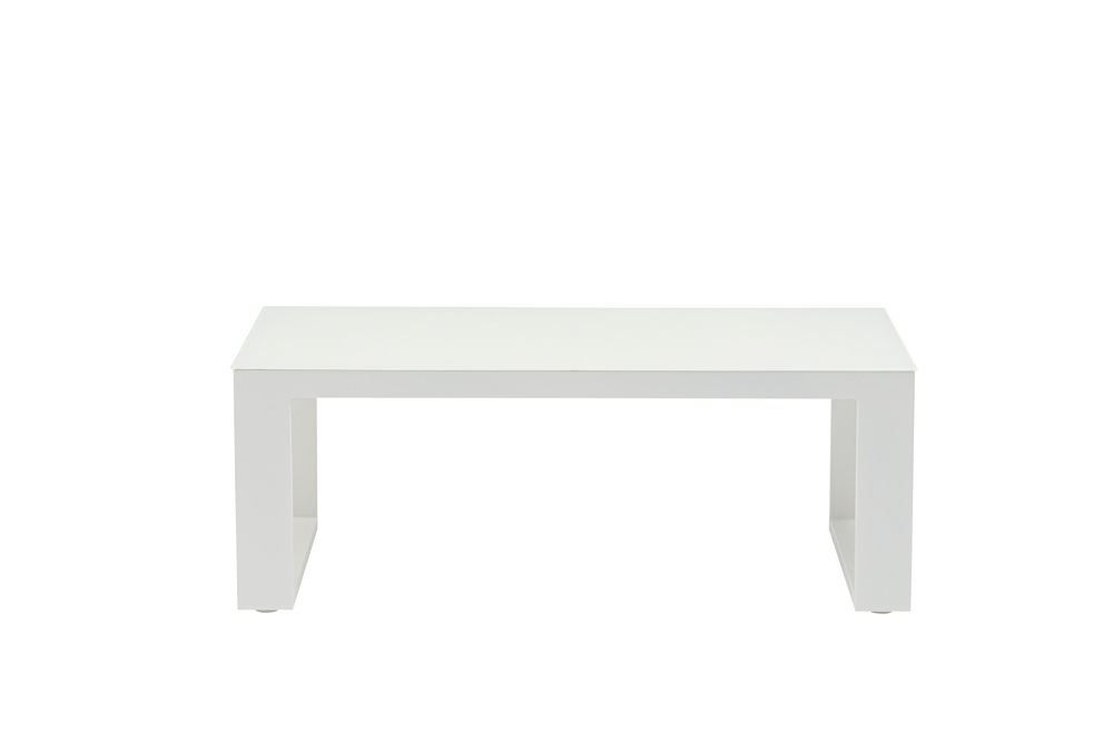 Mesa de centro Niland aluminio blanco y  cristal blanco