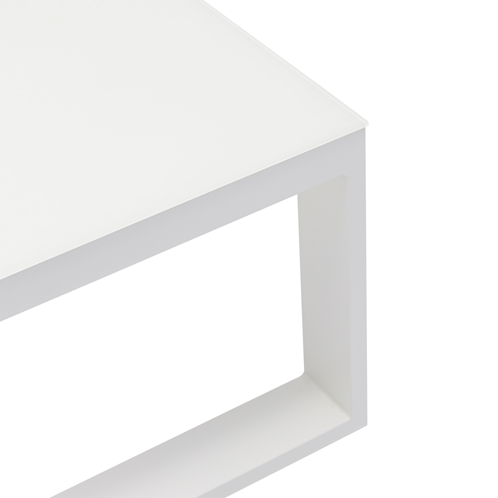 Mesa de centro Niland aluminio blanco y  cristal blanco