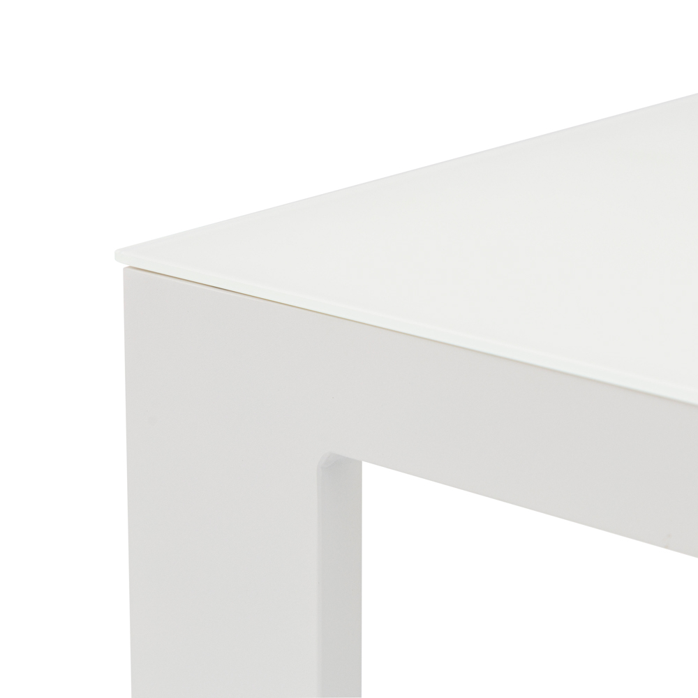 Mesa de centro Niland aluminio blanco y  cristal blanco