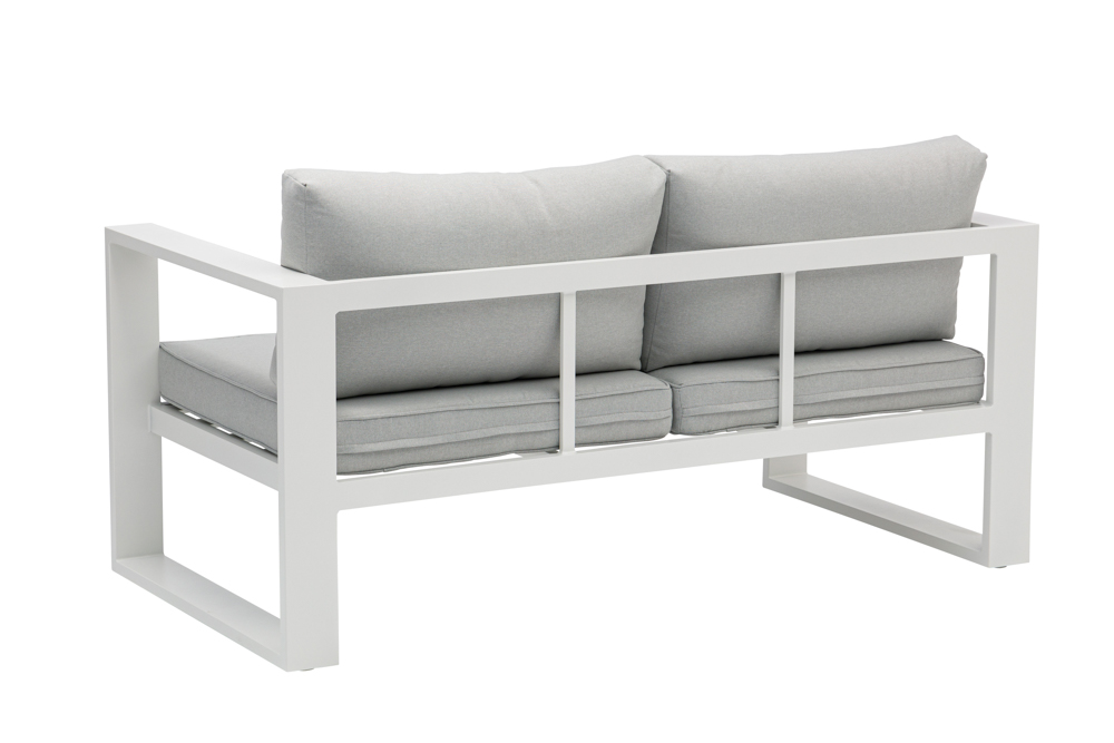 Sofa 2 plazas  Niland aluminio blanco y cojineria gris claro