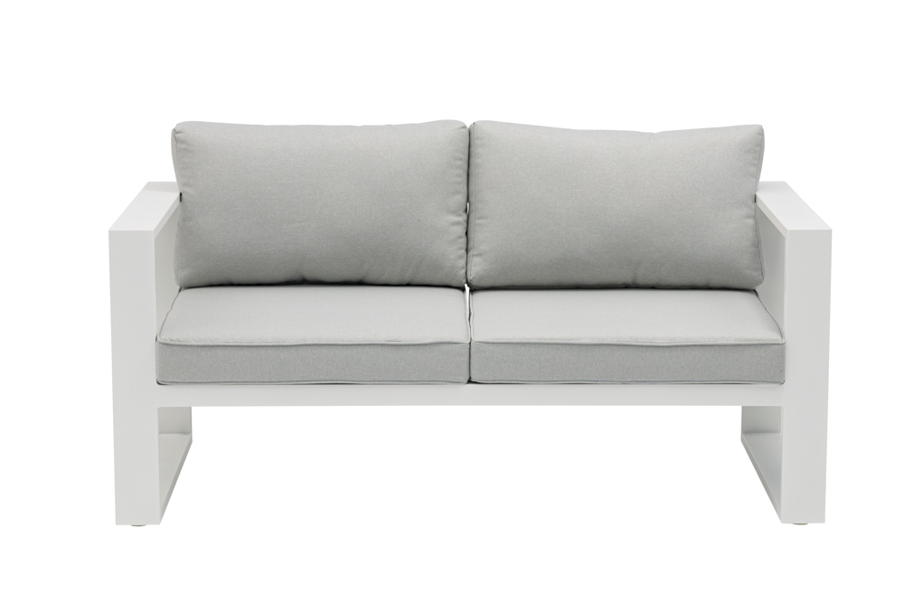 Sofa 2 plazas  Niland aluminio blanco y cojineria gris claro