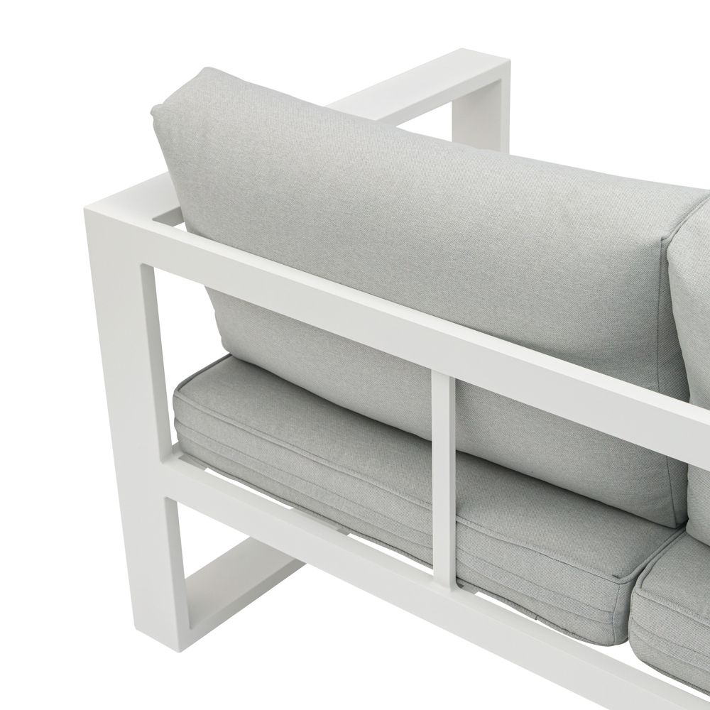 Sofa 2 plazas  Niland aluminio blanco y cojineria gris claro