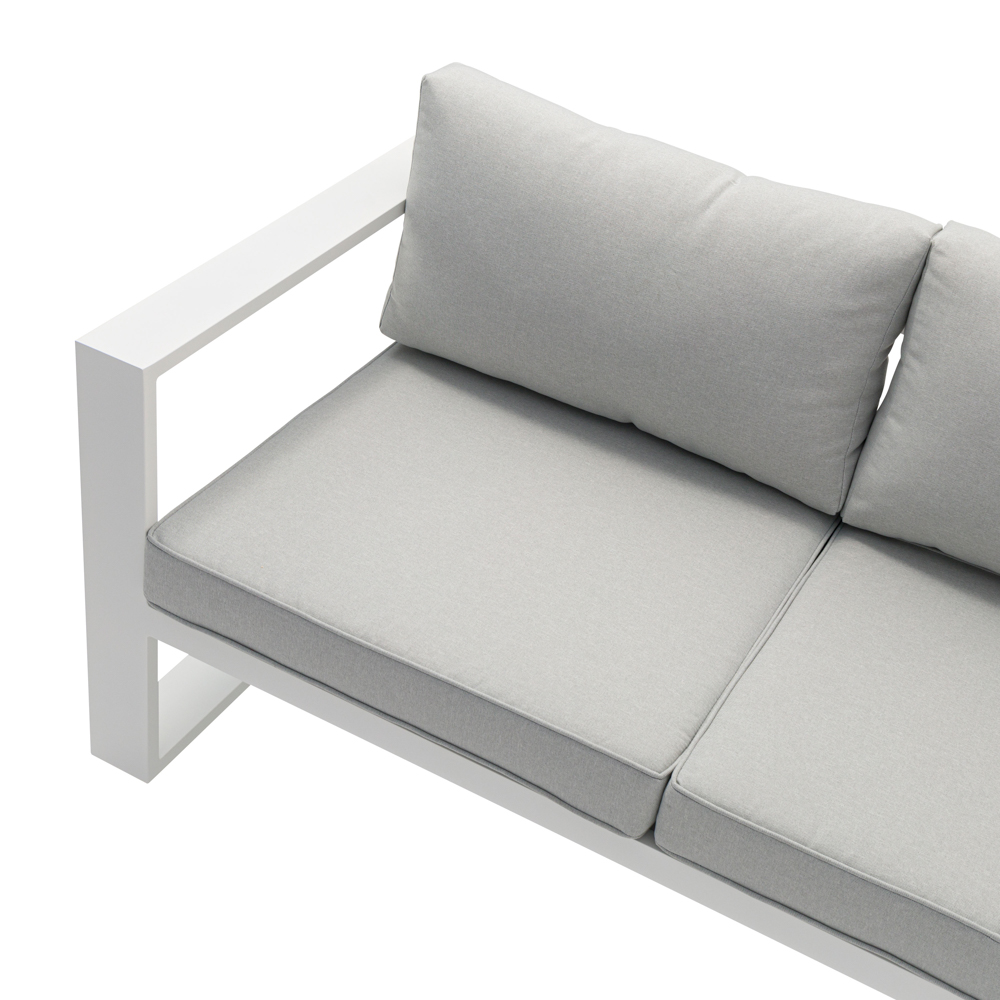 Sofa 2 plazas  Niland aluminio blanco y cojineria gris claro