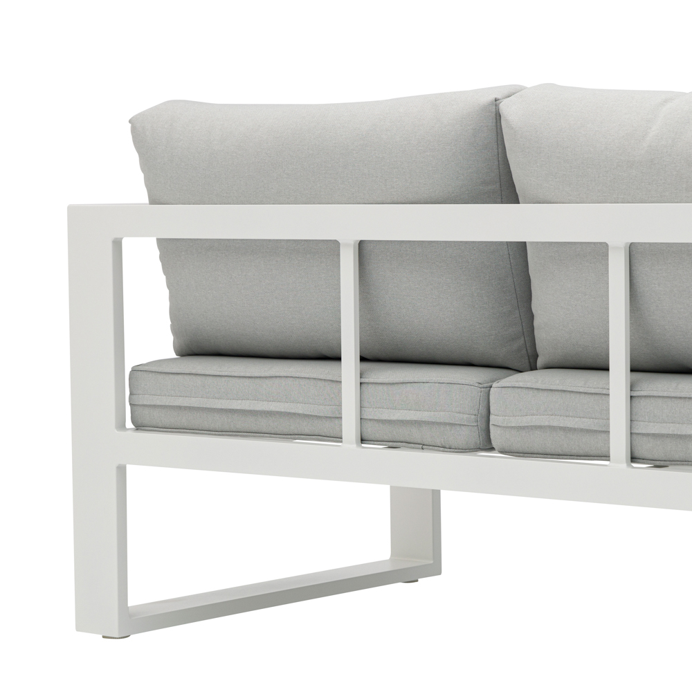 Sofa 2 plazas  Niland aluminio blanco y cojineria gris claro