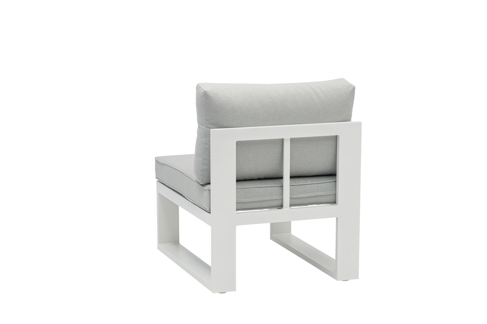 Modulo ampliacion Niland alu blanco y cojineria gris claro.