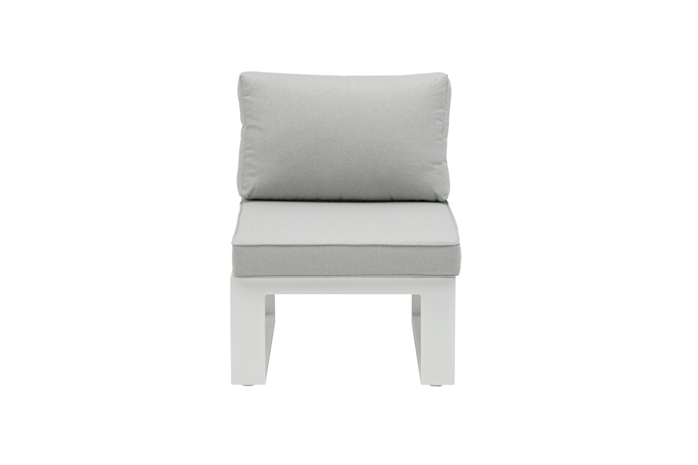 Modulo ampliacion Niland alu blanco y cojineria gris claro.