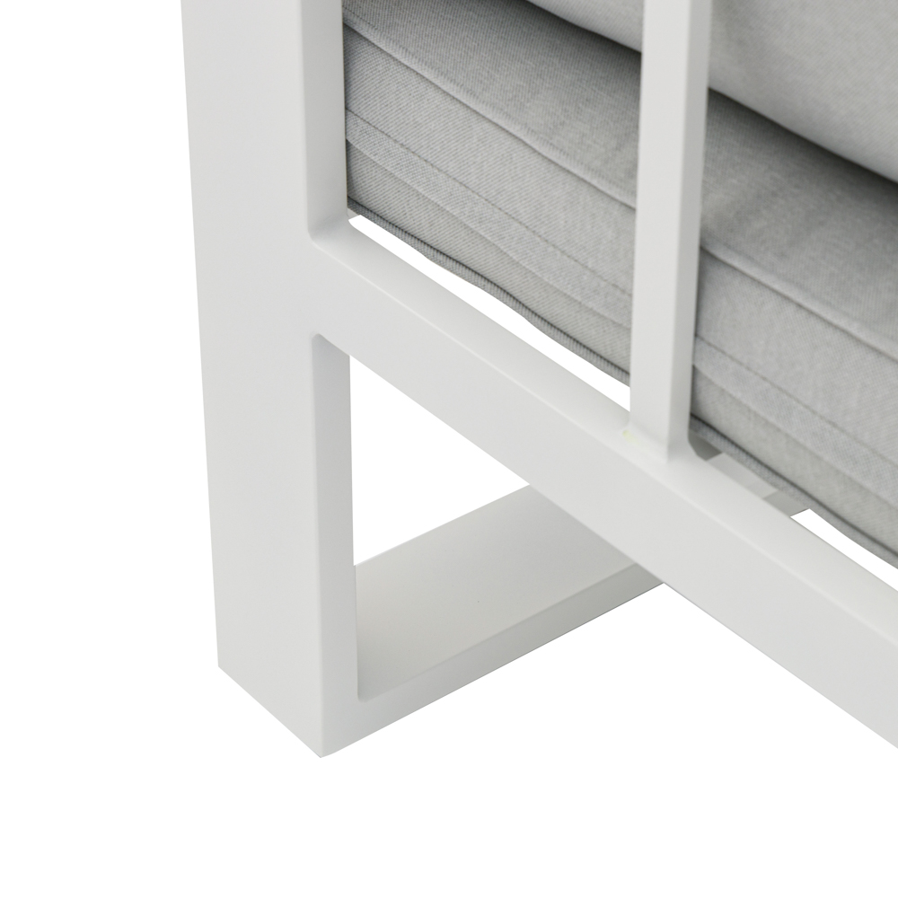 Modulo ampliacion Niland alu blanco y cojineria gris claro.